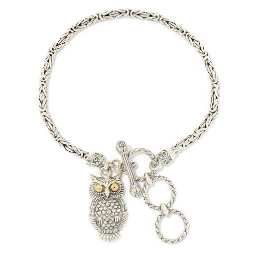 Bracelet à breloques chouette SS/18k pour la vente par Eli Pebble