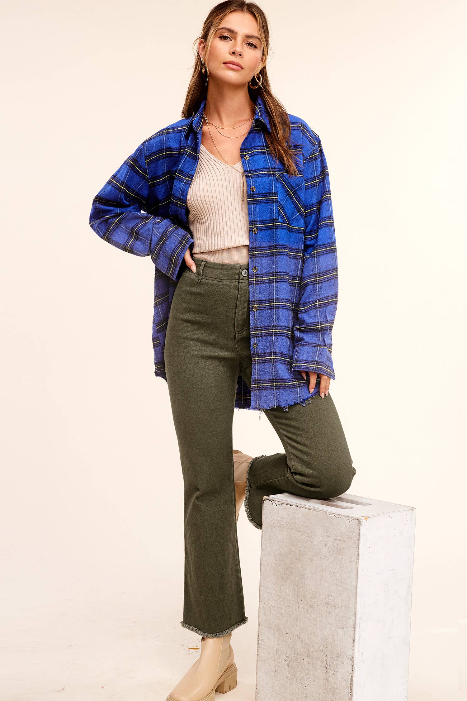 La Miel – Calças - Mulher por atacado – MCP3113-Calças Flare elástica de Cintura Alta Lavada e Macio8