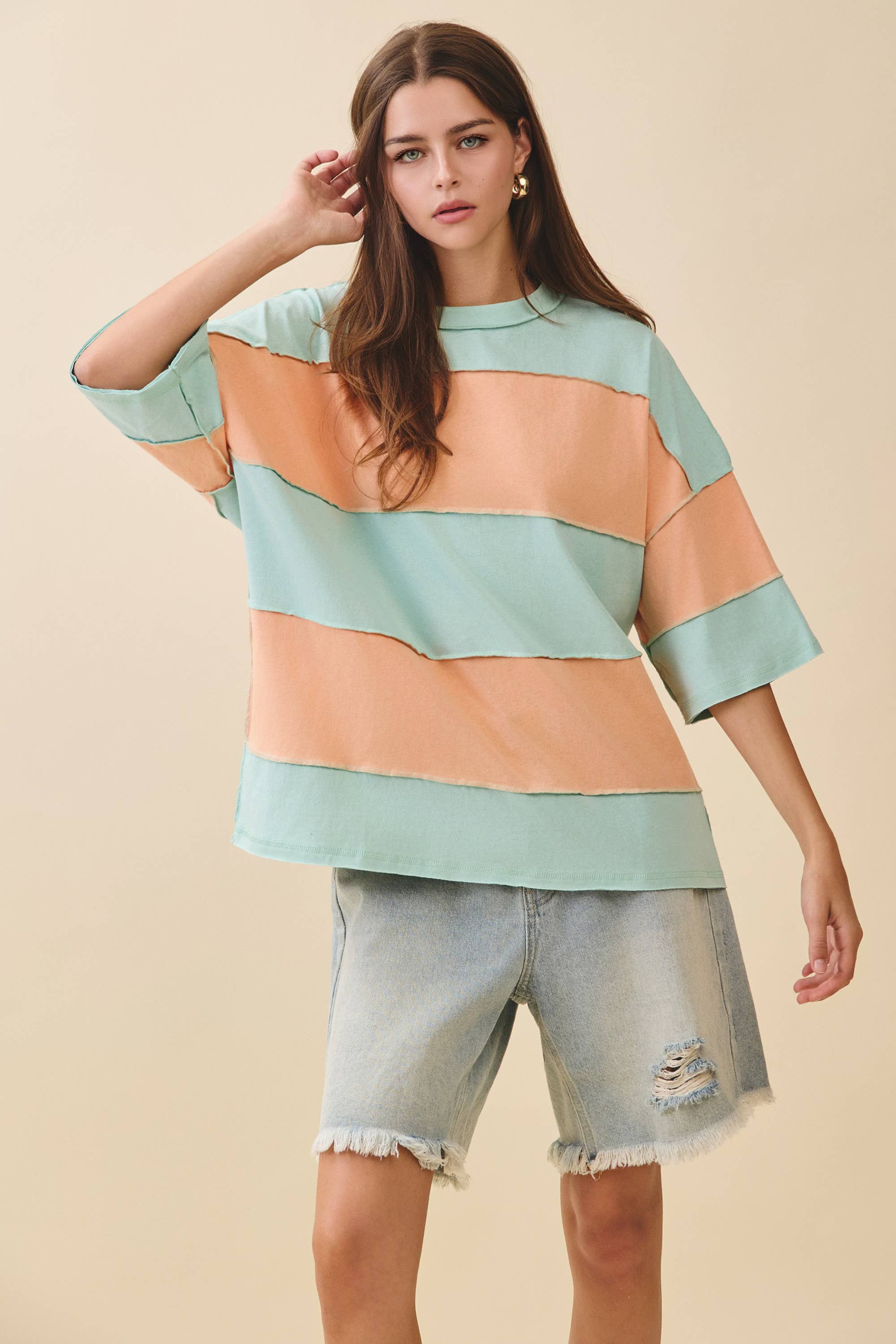AEMI + CO - Wholesale Knit Top - Women's - 8417FN Polly Color Block Top52