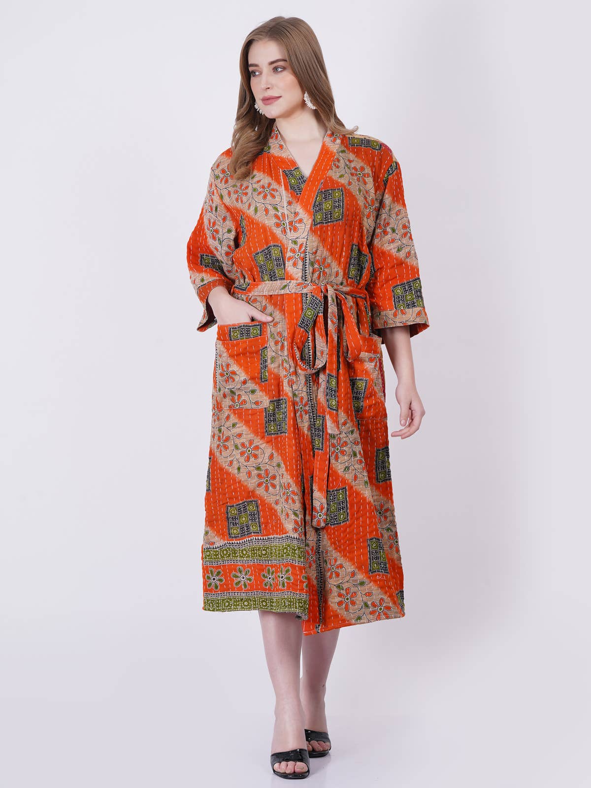 Wevez – Robe - Mulher por atacado – Lote por Atacado de Casacos Vintage Kantha Estampados para Mulheres15