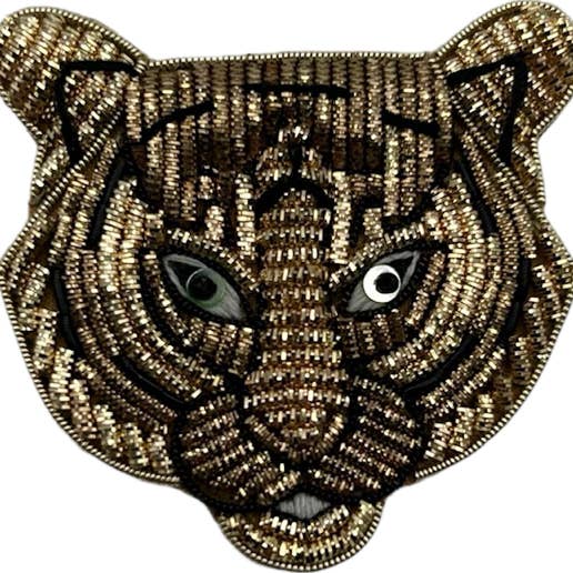 Sixton London - Wholesale Makeup/Cosmetic Bag - Pink stripe makeup bag & Tiger Head brooch3