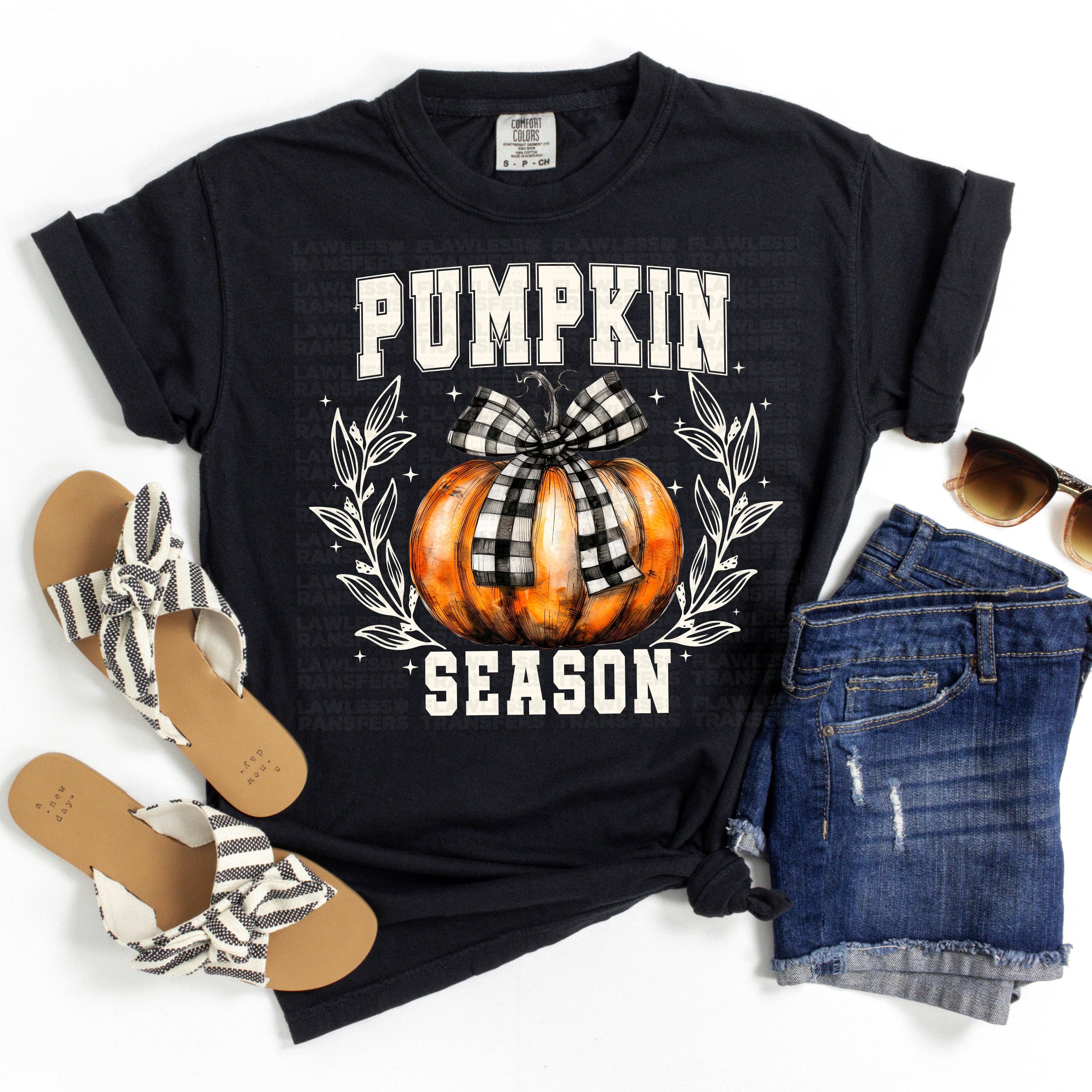 Flawless Transfers - Wholesale Sublimation Transfer - Pumpkin Season Black Plaid Bow DTF Transfer1