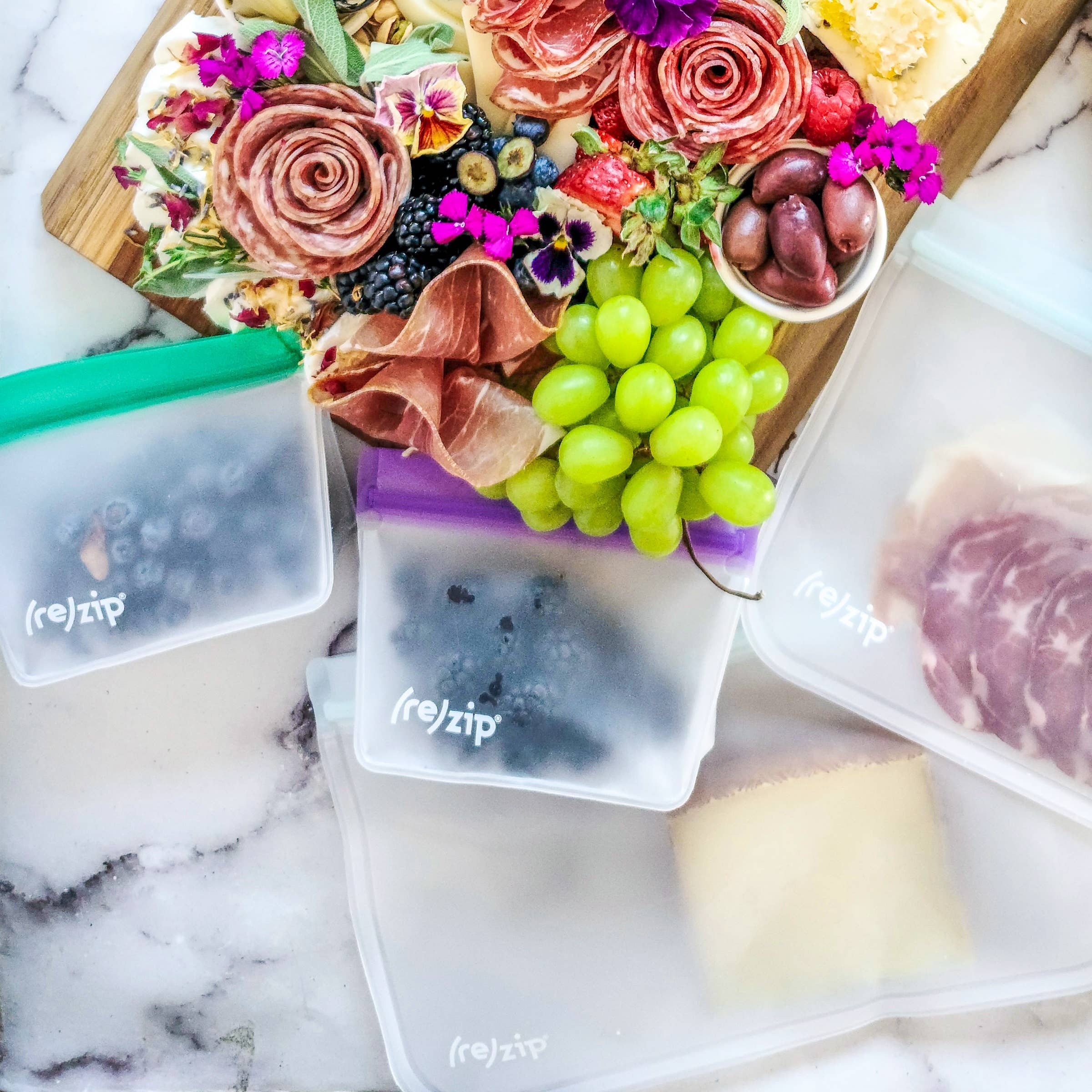 Rezip Co. - Vente Sachet de conservation/film alimentaire - Sacs de rangement réutilisables - Asst Clr #2 - Sm - Ensemble de 5 pièces7