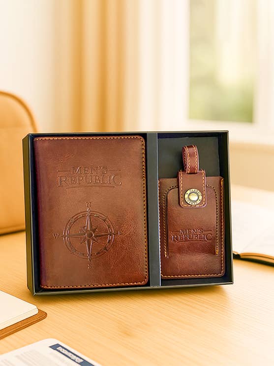 Men's Republic Travel Wallet & Luggage Tag Set for wholesale by Men's Republic