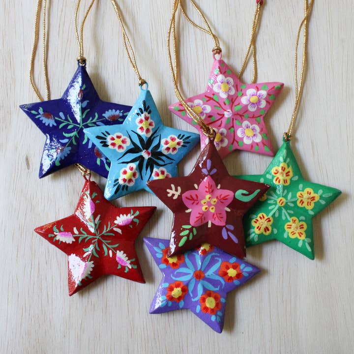 Venture Imports LLC - Wholesale Ornament - Paper Mache Star Ornament4