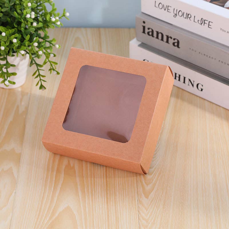 ByHome - Wholesale Gift Box - 24pcs, 3 size Kraft white Clear Top window TWO part Gift Box0