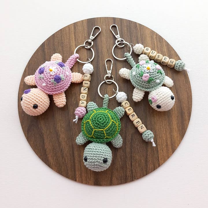 Crochet Turtle Keychain, Turtle Car Mirror Hanging Ornament for wholesale by Anh2 LTD