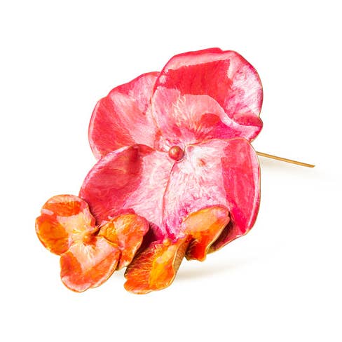 Kleine goldene oder emaillierte Havanna-Blumenbrosche für den Großhandel von Ginger & VelVet