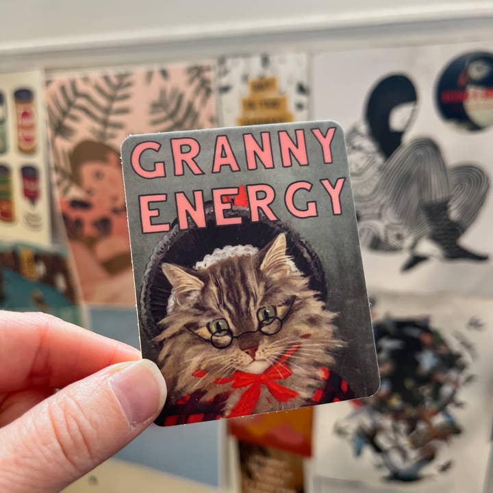 The Coin Laundry - Wholesale Sticker - Granny Energy Funny Cat Sticker