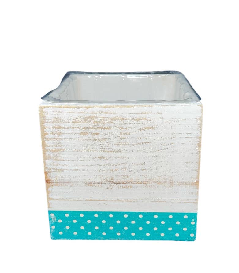 Thompson Wholesale - Wholesale Plant Pot - 5" White Washed Square Wood Pots -- 12 Pack1