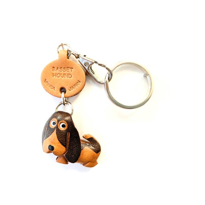 Basset Hound Leather Dog Pet Handmade Keychain Bag Charm for wholesale by VANCA CRAFT