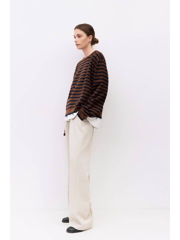 MOD REF - Wholesale Knit Sweater - Women's - The Klein Sweater | Striped Boyfriend Sweater19