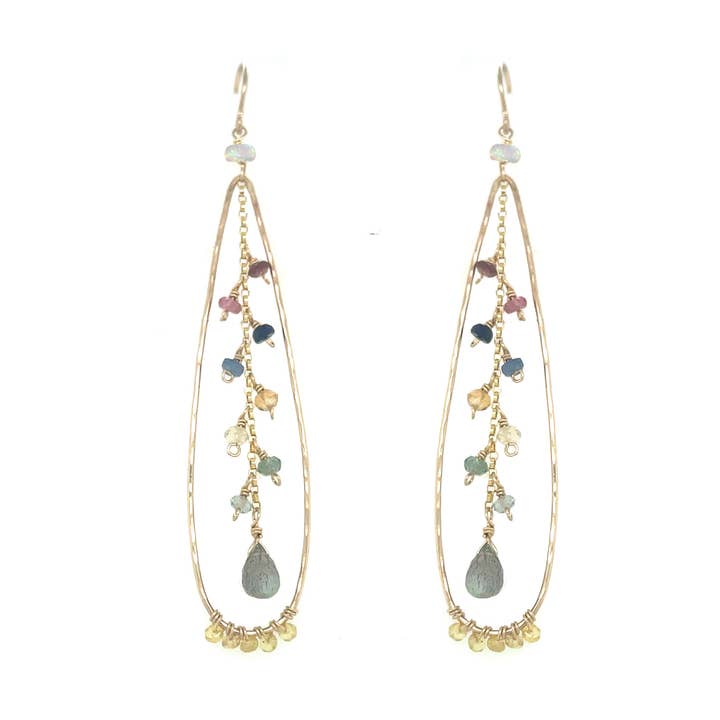 Alpine Wildflower - Langer Tropfenohrring mit Edelsteintropfen für den Großhandel von Vannucci