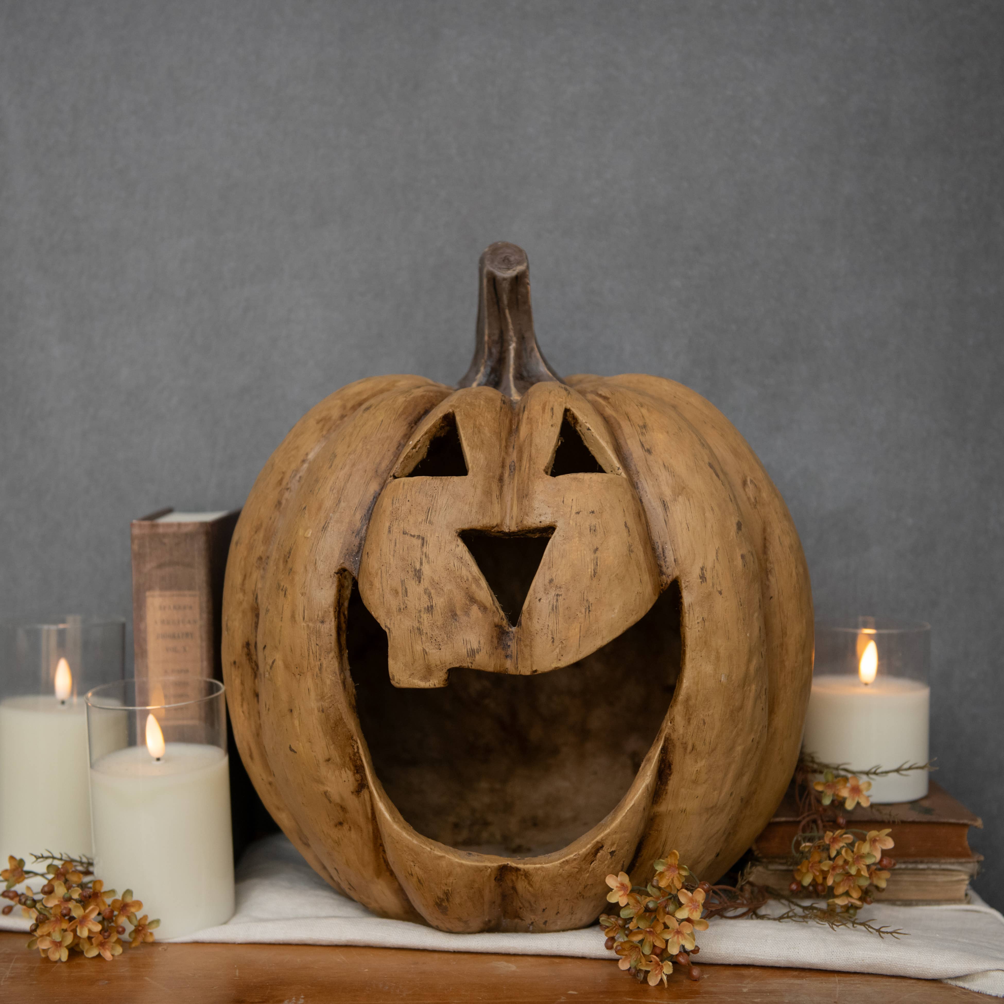 Ragon House - Wholesale Decorative Figurine - 15" BEIGE BIG MOUTH PUMPKIN0