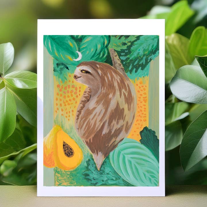 Sloth Tarot Major Arcana Greeting Card - II High Priestess for wholesale by Bonzo