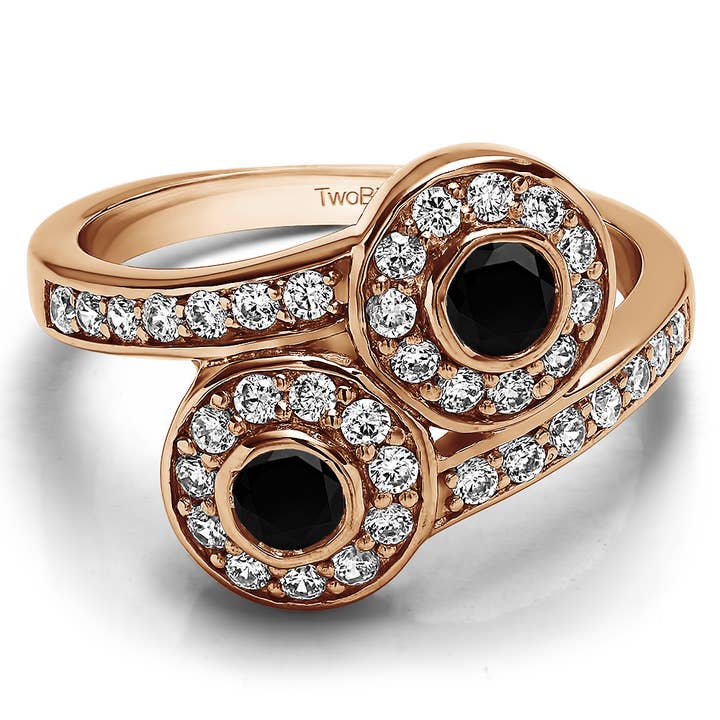 10K Gold Black+White Diamonds Promise Ring BK1-PR-0167-RG-J for wholesale by TwoBirch