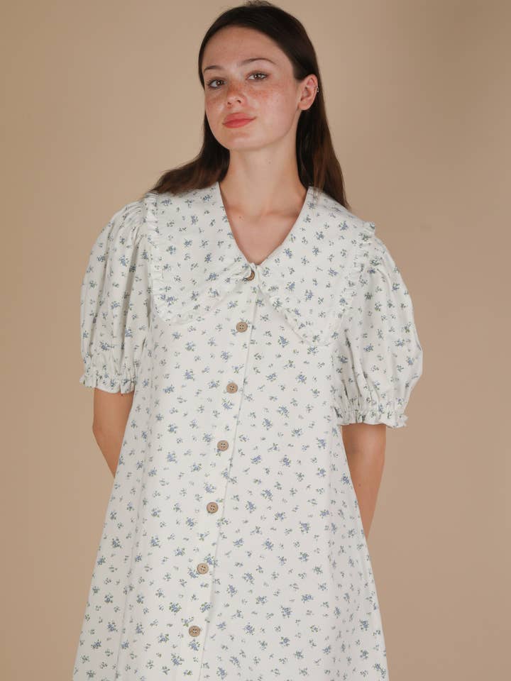 ND31747-Floral Printed Woven Shirt Mini Dress for wholesale by VERY J