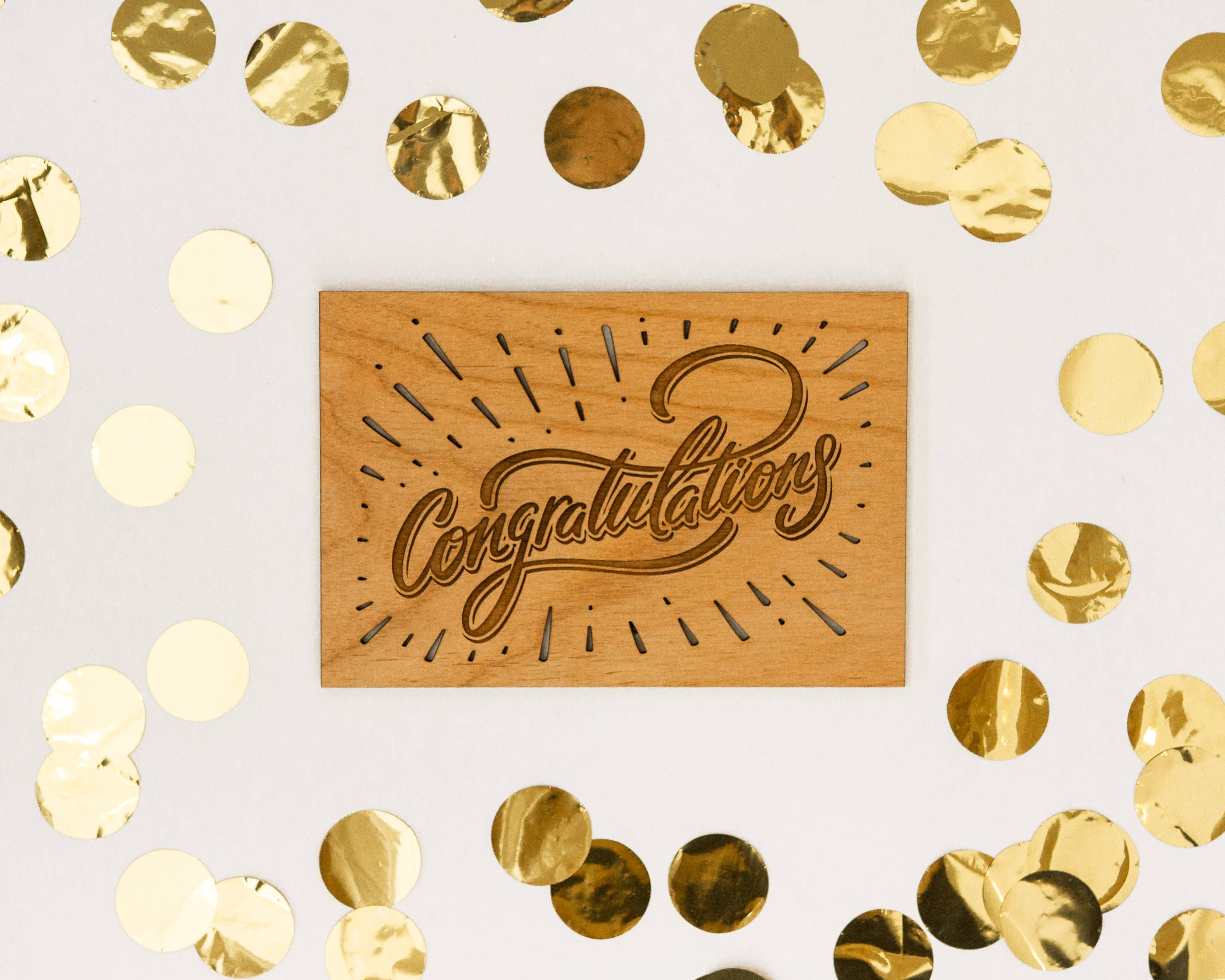 Lucca – Großhandel Glückwunschkarte – Herzlichen Glückwunsch! Echtholz-Karte0