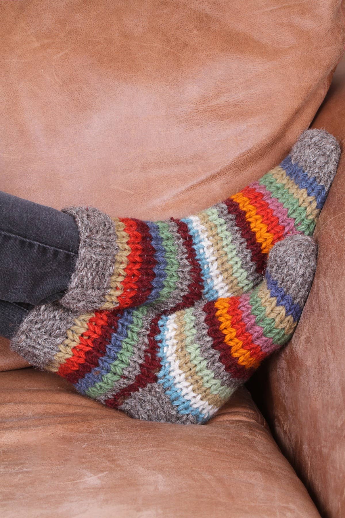 Santa Fe Vibrant Stripe Sofa Socks Autumn Chunky Knit for wholesale on Faire0