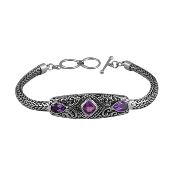 Sterlingsølv ametyst toggle armbånd af Kamaron Bali for engroshandel hos Kamaron Bali