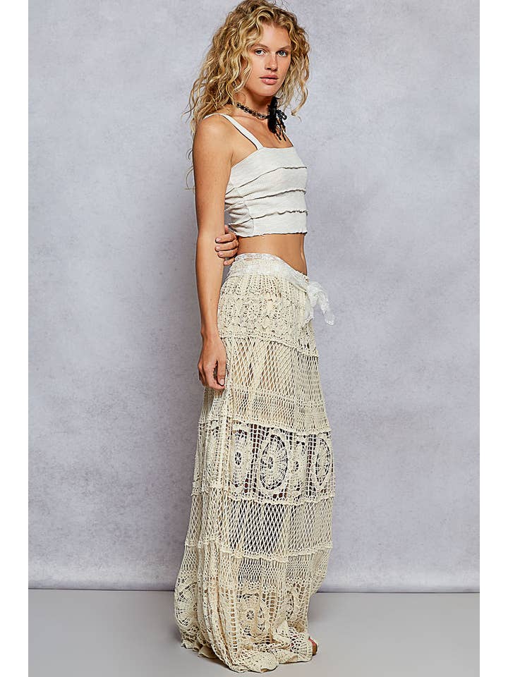 Pol Clothing - Wholesale Skirt - Women's - Crochet long flare elastic waist band skirts6