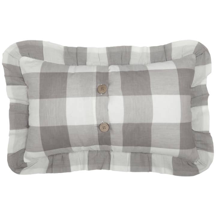 VHC Brands - Vente Housse de coussin - Taie d'oreiller Madison Check grise 20Lx12W2