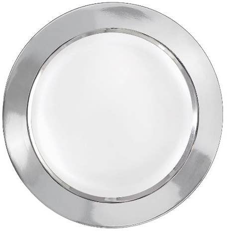 Party Expo, LLC – wholesale Tallrikar – 9 ”vit tallrik med solid silver varm stämpel
