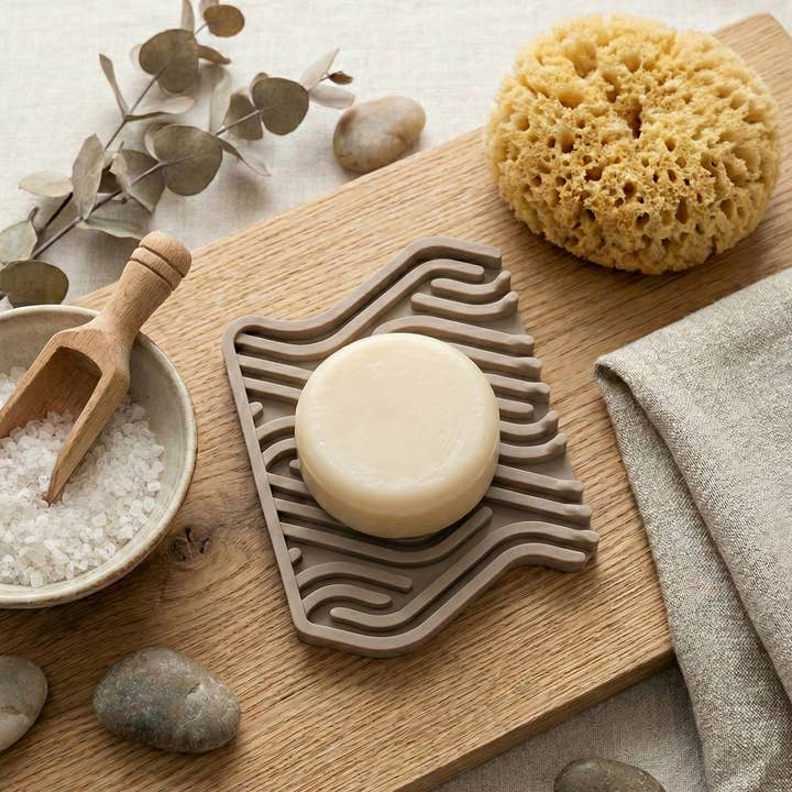 Multi Colored Soap Dish (Blue/Taupe/Pink) - Premium Silicone Soap Tray for wholesale on Faire4