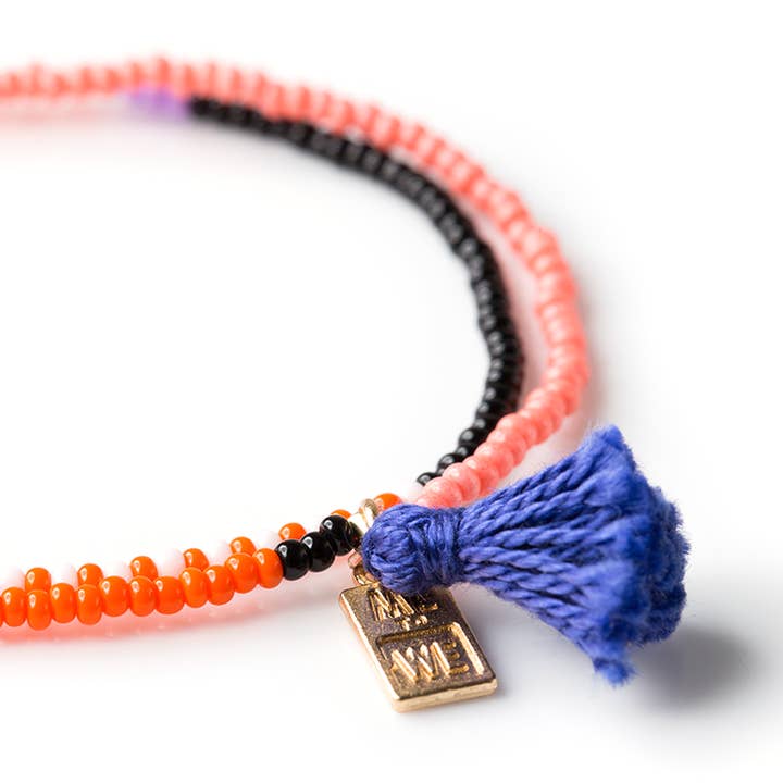 ME to WE - Wholesale Beaded Bracelet - Color Block Two-Wrap Rafiki Bracelet - Education