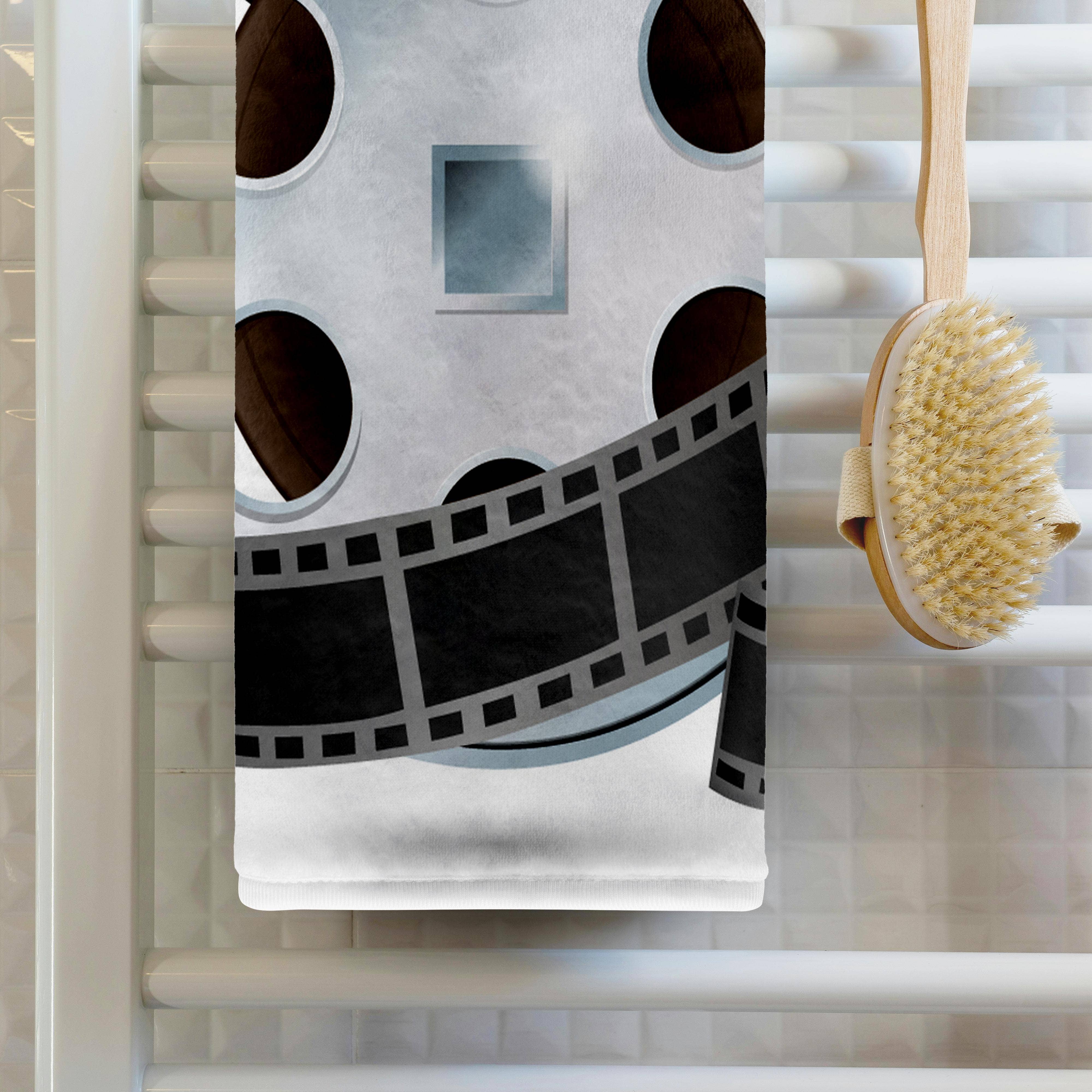 3dRose - Wholesale Bath Towel - 3dRose, A Silver and Black Movie Reel, Towel1