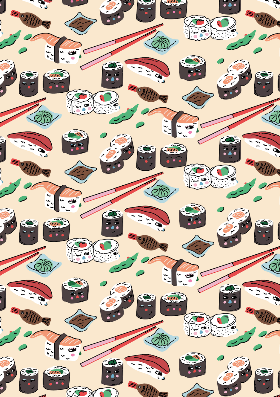 Eat the Moon | Greeting cards and stationery - Wholesale Wrapping Paper Roll - Gift wrap - Oh! Sushi1