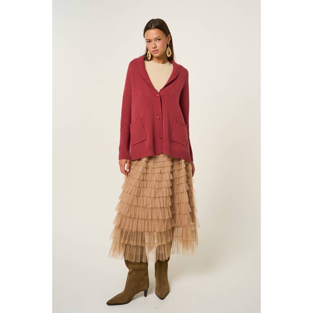 The GREii - Wholesale Cardigan - Women's - Oversized Shawl Collar Sweater Cardigan6