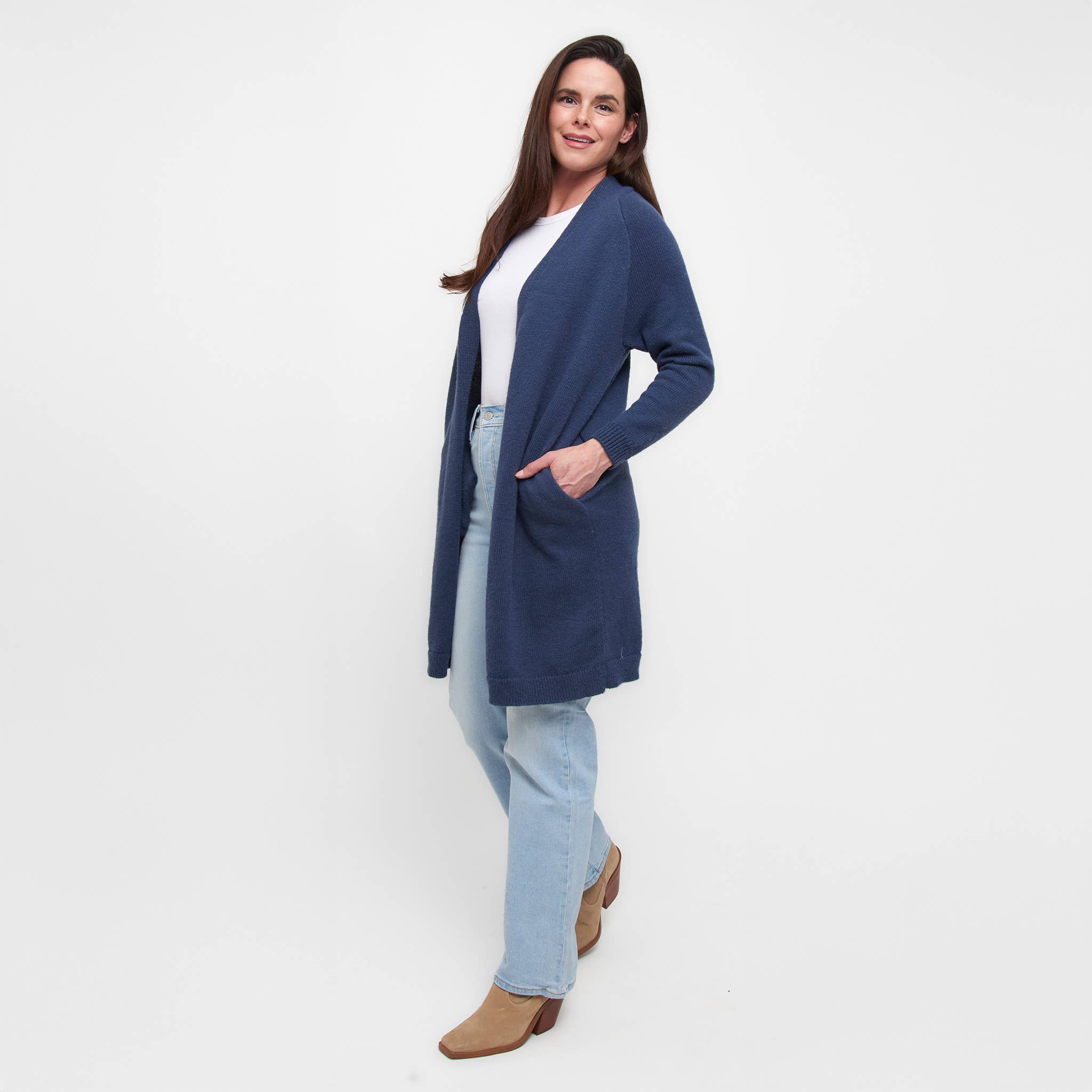 Elsie & Zoey – Cardigan - Mulher por atacado – Cardigã de Malha Madison Aberto à Frente com Malha Escovada e Manga Comprida16