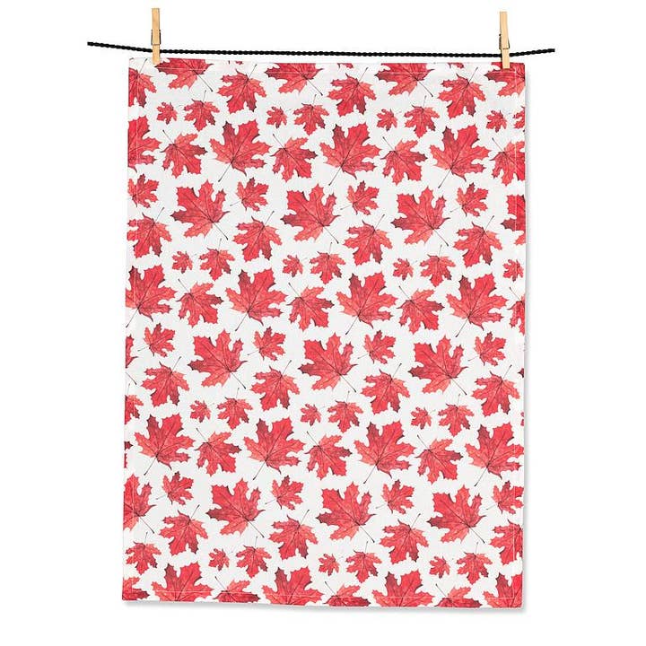 Allover Maple Leaves Kitchen Towel-Red-20x28"L for wholesale by Abbott