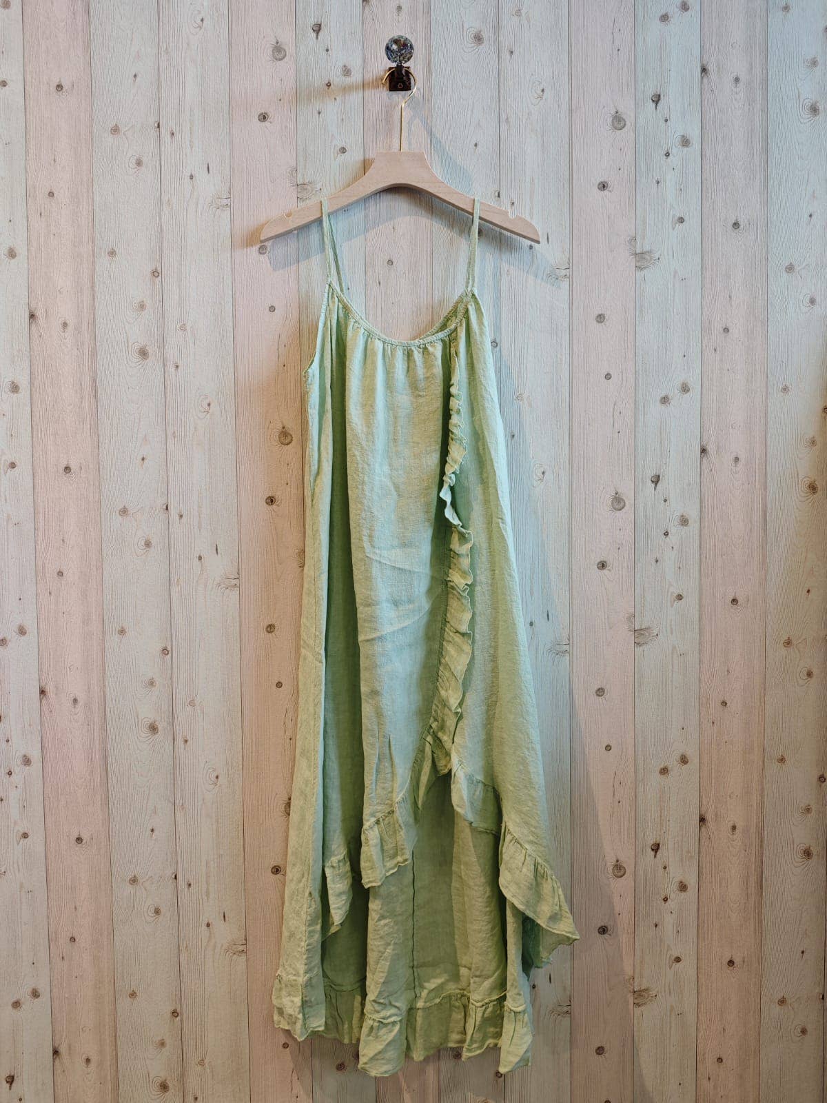 Linen & More - Wholesale Dress - Women's - REF 17621 DRESS WITH RUFFLE STRAP 100% LINEN1