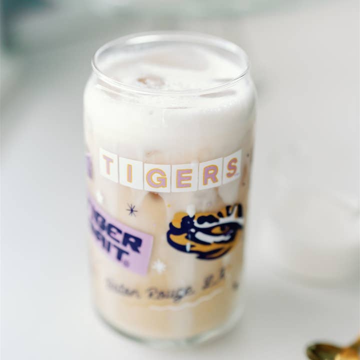 Gracefully Made Art - Wholesale Drinking Glass/Cup - LSU Glass Cup 1