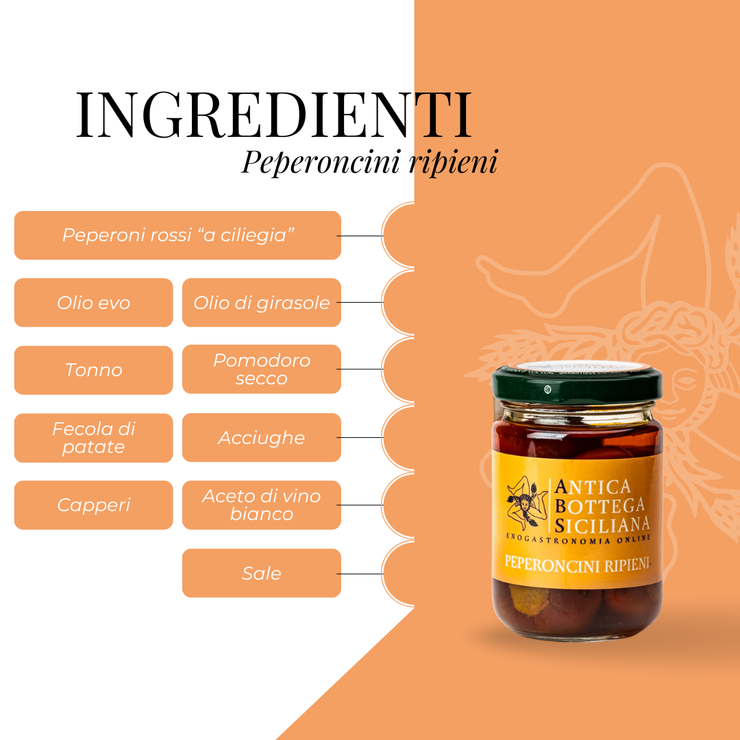 Antica Bottega Siciliana - Wholesale Pickled Vegetables - Stuffed Red Peppers with Tuna, Anchovies and Capers - 140g2