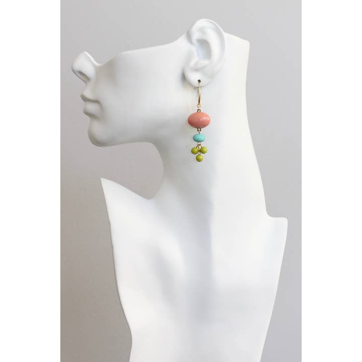 David Aubrey Jewelry - Wholesale Dangle Earrings - KYLE29 vintage coral glass and chartreuse earrings1