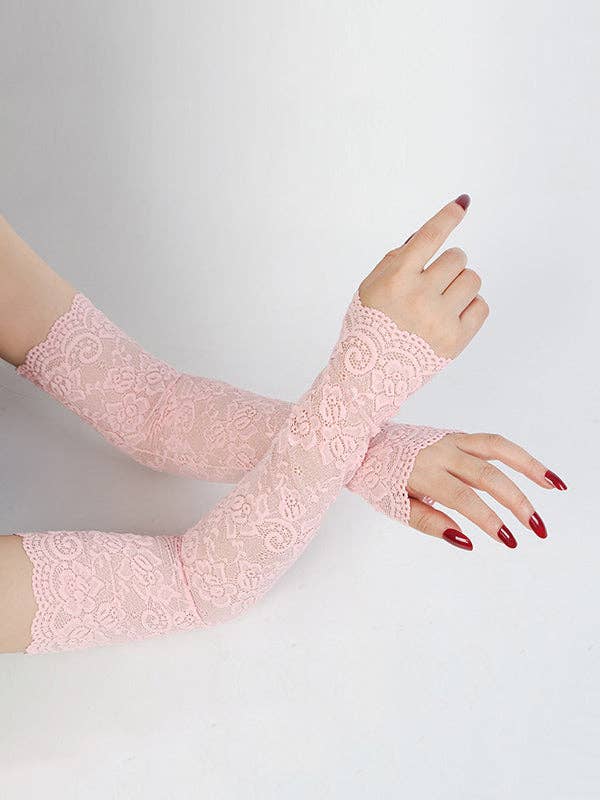 Sheer Trend – Luvas - Mulher por atacado – Acessórios Originais de 7 Cores com Manga Bordada Oca em Renda3