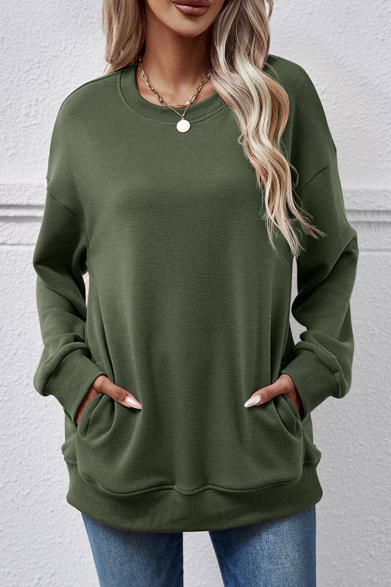 Lily Clothing - Wholesale Sweatshirt - Women's - LOOSE ROUND NECK PLUSH SWEATSHIRT_CWTSTL06495
