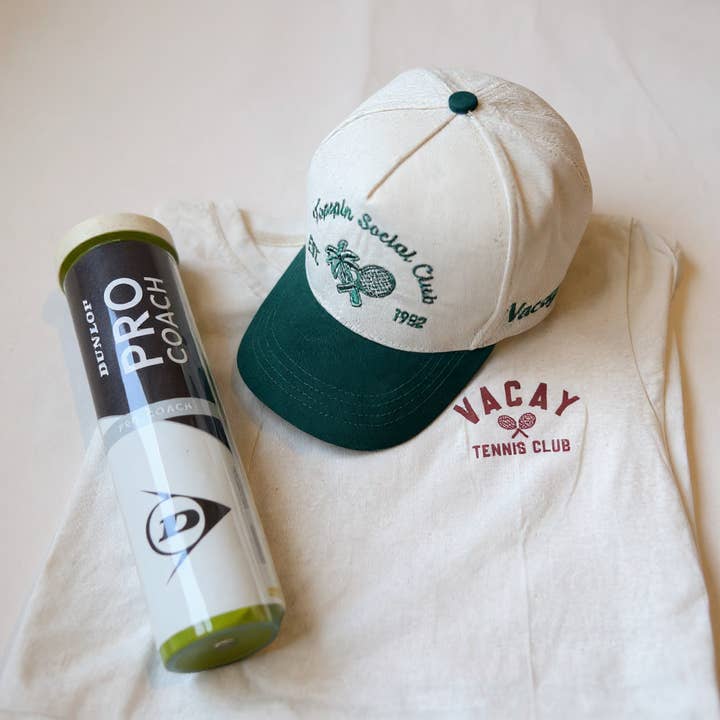 Tennis Gift Box with Tee, Cap and 4 x Premium Balls for wholesale by Vacay All Court Apparel
