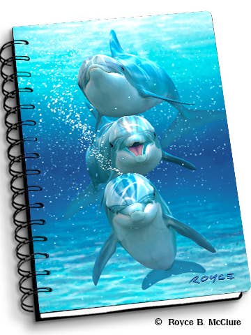 3D Royce Notebook 4" x 6" - Dolphin Trio for wholesale by Artgame Ltd.