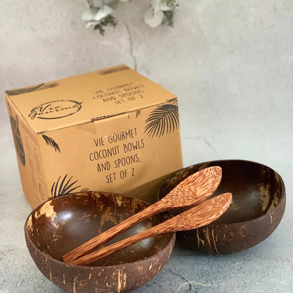 VIE - Vendita all'ingrosso Insalatiera - Set Premium di 2 Ciotole e Cucchiai in Noce di Cocco Sigillati11