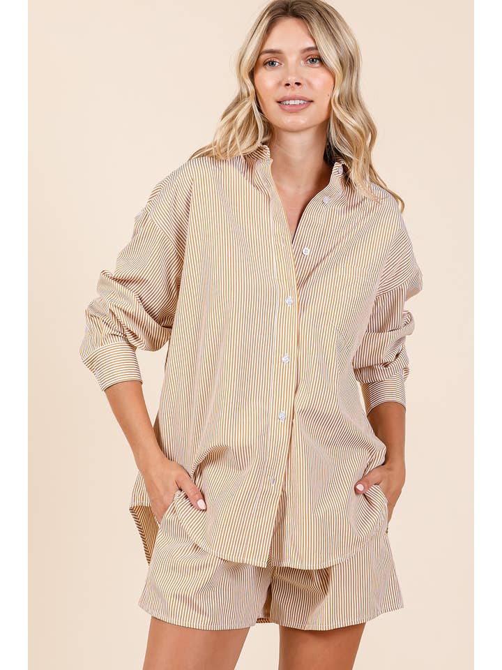 mittoshop - Wholesale Lounge Set - Women's - STRIPED SHIRT AND SHORTS SET11