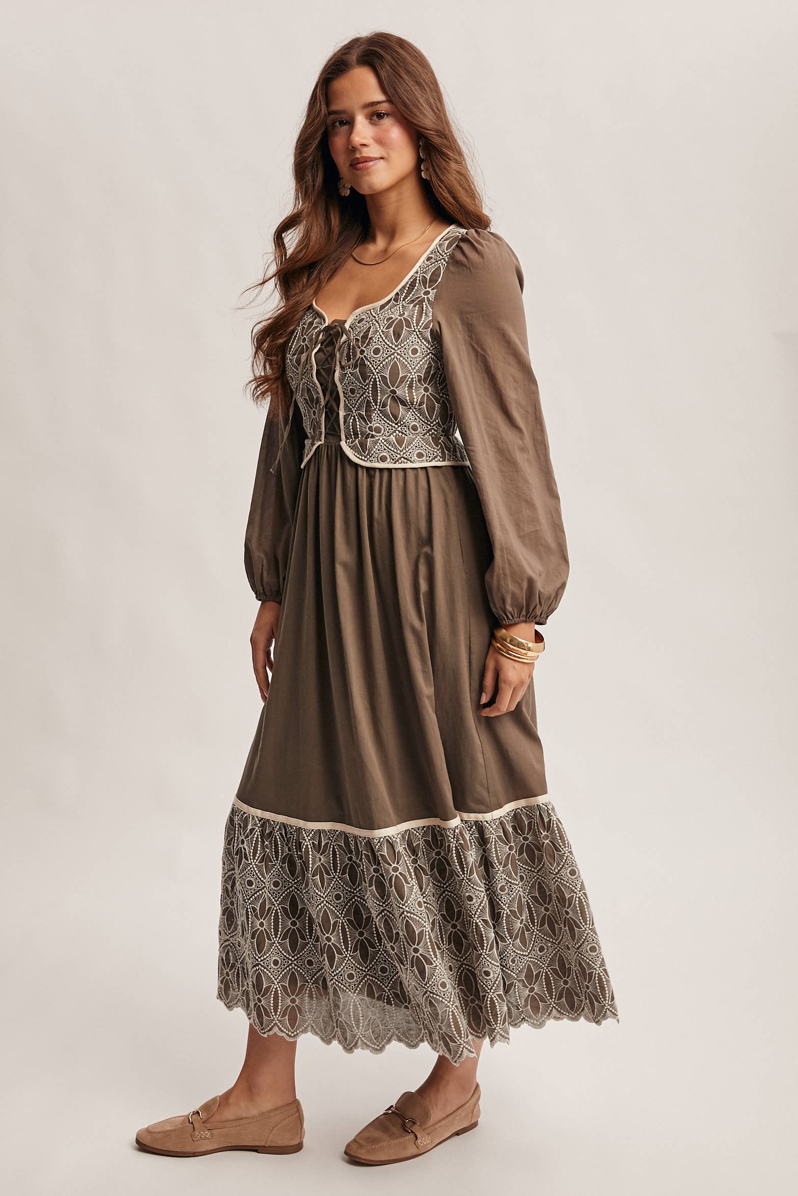 Forte - Wholesale Dress - Women's - Embroidered Bodice Maxi Dress FD002021