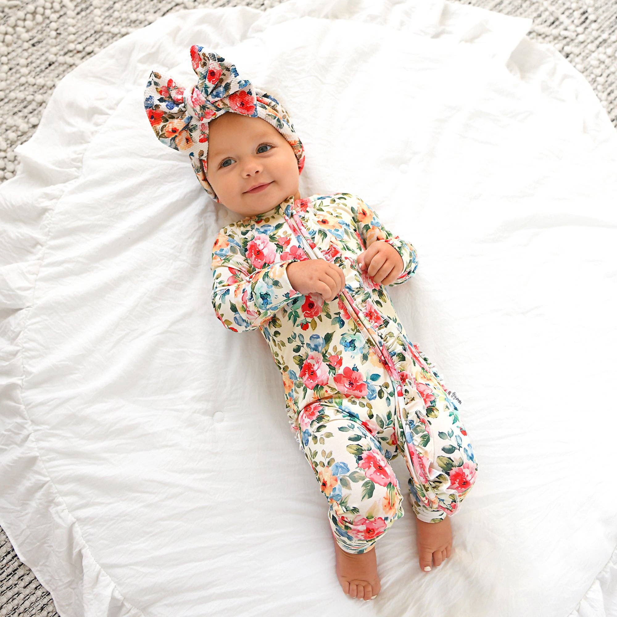 Gigi and Max - Wholesale Jumpsuit - Baby - Nayeli RUFFLE ZIP Bamboo One Piece Floral Baby Clothing2