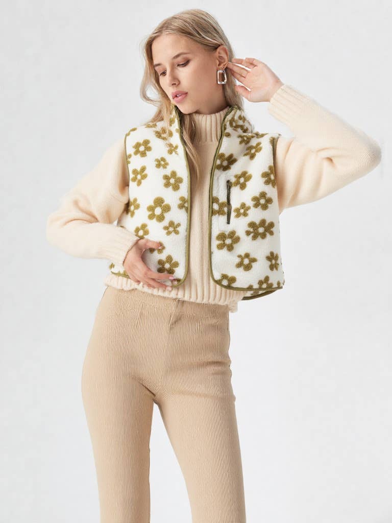 VERY J – Engroshandel Vest - Dame – NJ90128-trykt sød fleece vest27