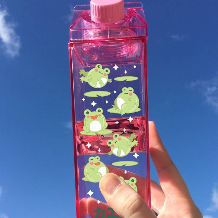 Frog Pattern Milk Carton Water Bottle for wholesale by femfetti