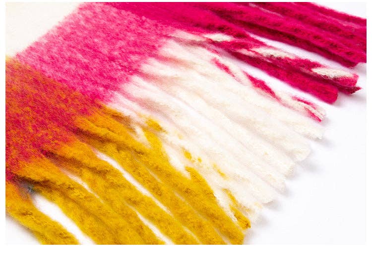 Dipped Shop - Wholesale Scarf - Women's - Coloful Plaid Tassel Scarves DPKS101261