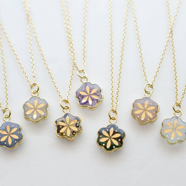 Jill Makes - Wholesale Pendant/Charm Necklace - Camille - Gemstone Flower Pendant Necklace